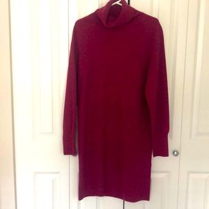 Uniqlo 100% wool raspberry turtleneck dress
